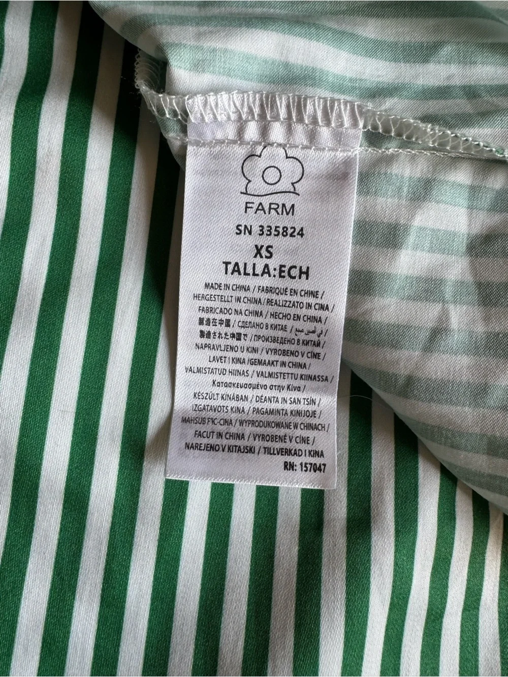 NWT FARM Rio Green & White Striped Midi Dress, NWT, XS - Picture 7 of 8
